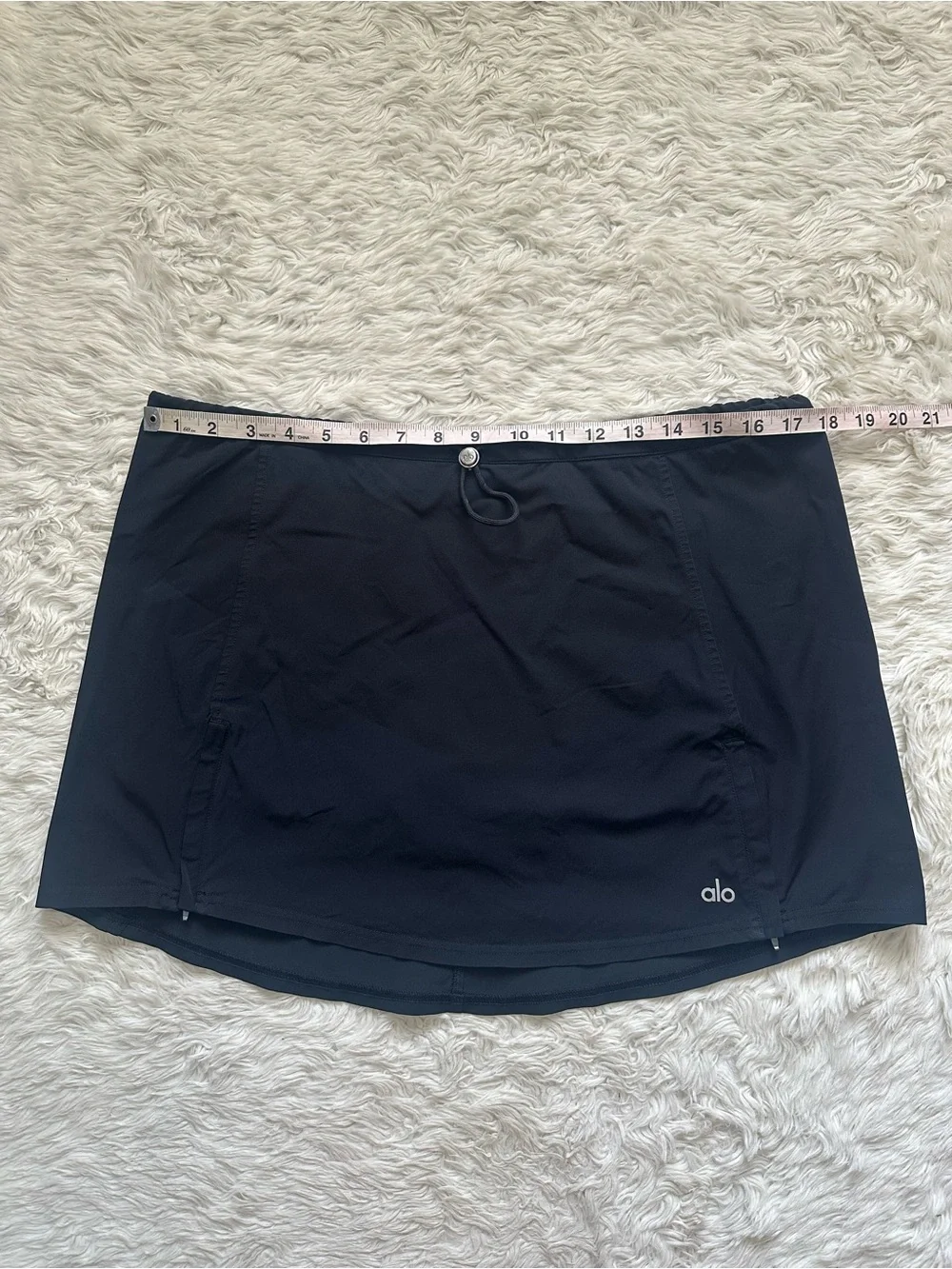 Alo Yoga In The Lead Skirt Mini Skort Adjustable Waistband Athleisure Black
